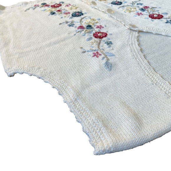 Women's Large Sweater Vest Floral Embroidered Grandma Cottage Core Blair - Picture 9 of 16